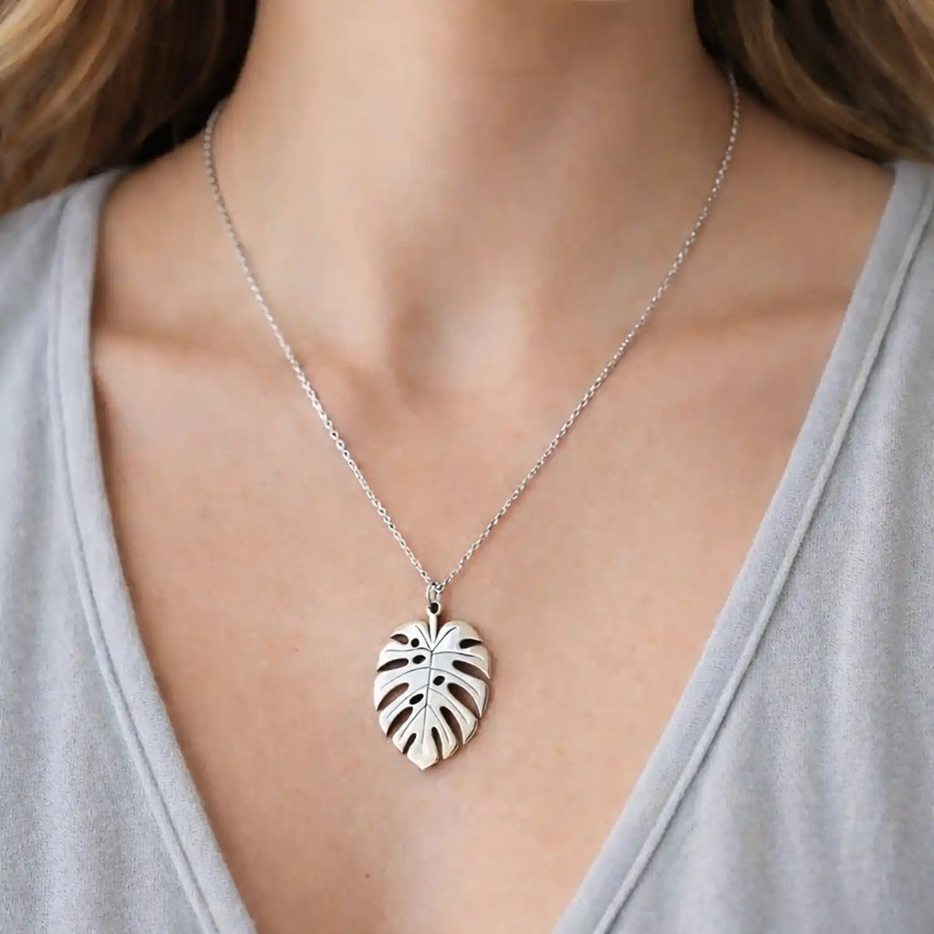 925 Ayar Gümüş Monstera Yaprak Kolye
