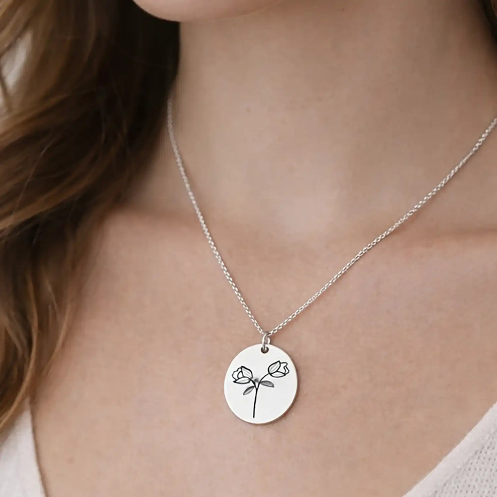 925 Ayar Gümüş İkili Gül Motifli Kolye