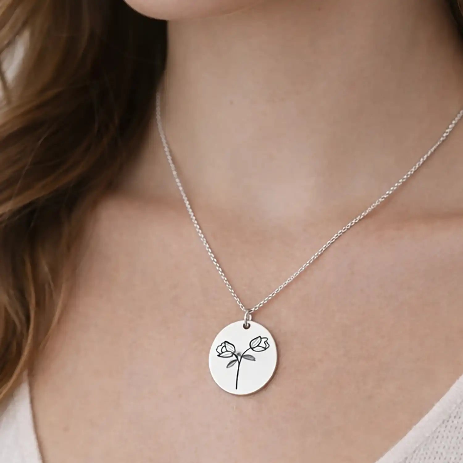 925 Ayar Gümüş İkili Gül Motifli Kolye