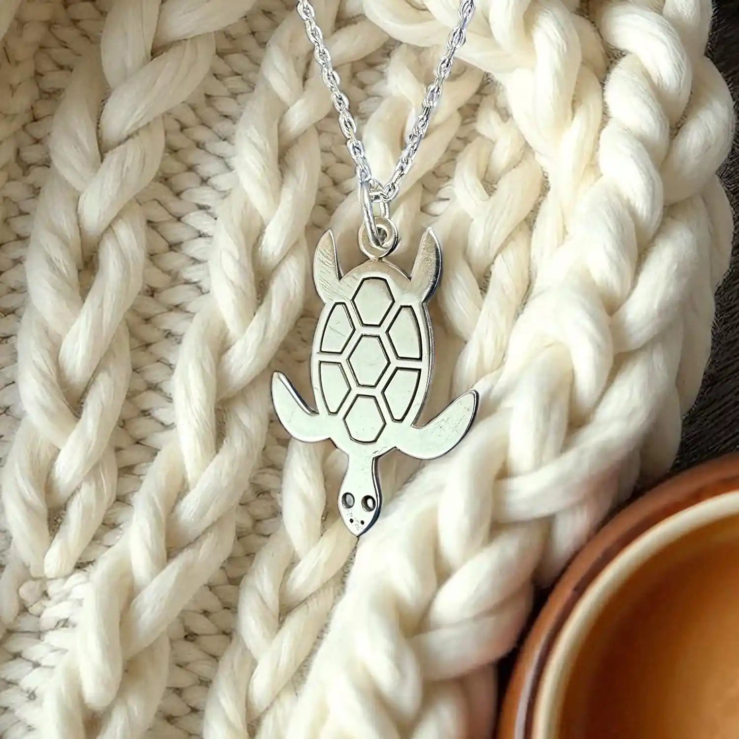 gumus kaplumbağa kolye 