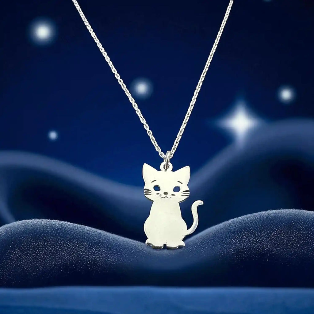 gümüş kedi kolye