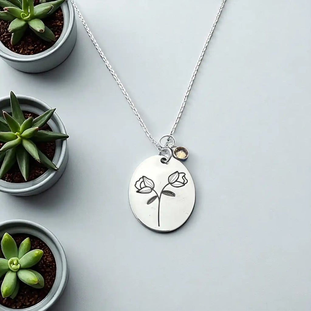 çiçekli gümüş kolye